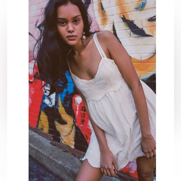 Urban Outfitters Dresses & Skirts - UO Jamie Cream Ivory White Embroidered Babydoll Frock Mini Dress